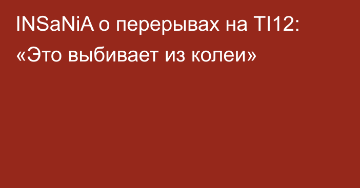 INSaNiA о перерывах на TI12: «Это выбивает из колеи»