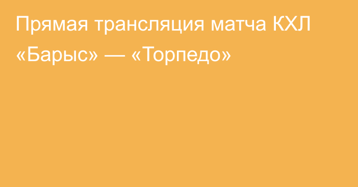 Прямая трансляция матча КХЛ «Барыс» — «Торпедо»