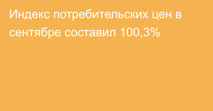 Индекс потребительских цен в сентябре составил 100,3%