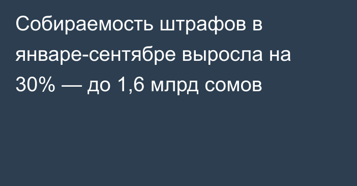 Собираемость штрафов в январе-сентябре выросла на 30% — до 1,6 млрд сомов