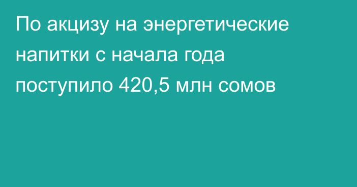 По акцизу на энергетические напитки с начала года поступило 420,5 млн сомов