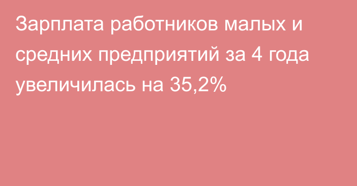 Зарплата работников малых и средних предприятий за 4 года увеличилась на 35,2%