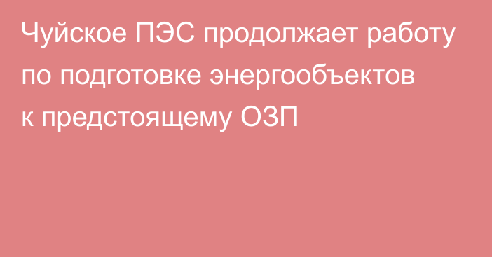 Чуйское ПЭС продолжает работу по подготовке энергообъектов к предстоящему ОЗП