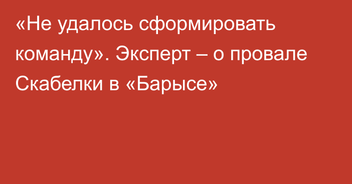 «Не удалось сформировать команду». Эксперт – о провале Скабелки в «Барысе»