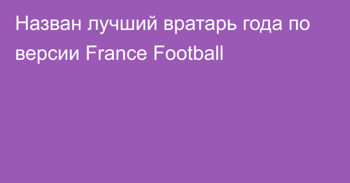 Назван лучший вратарь года по версии France Football