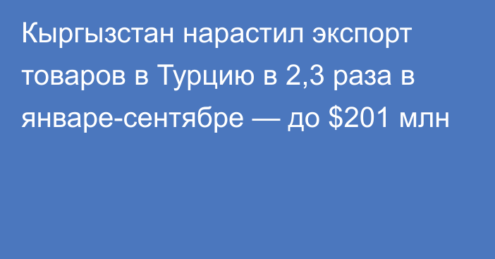 Кыргызстан нарастил экспорт товаров в Турцию в 2,3 раза в январе-сентябре — до $201 млн