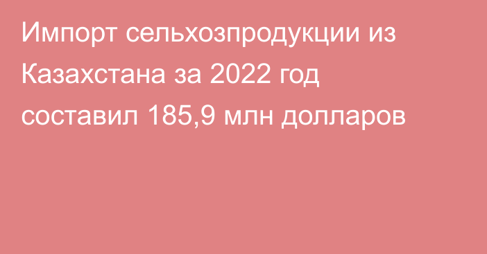 Импорт сельхозпродукции из Казахстана за 2022 год составил 185,9 млн долларов