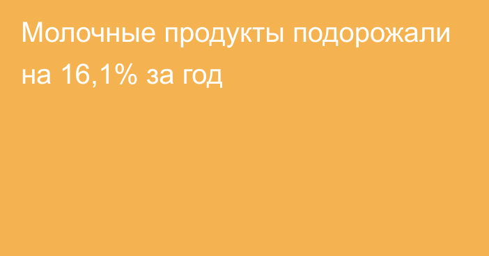 Молочные продукты подорожали на 16,1% за год