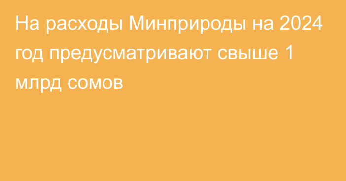 На расходы Минприроды на 2024 год предусматривают свыше 1 млрд сомов