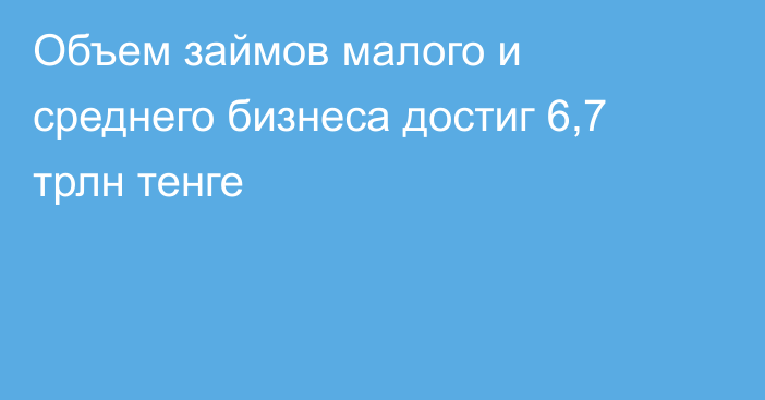 Объем займов малого и среднего бизнеса достиг 6,7 трлн тенге