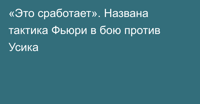 «Это сработает». Названа тактика Фьюри в бою против Усика