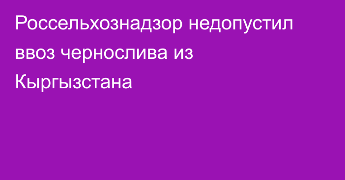 Россельхознадзор недопустил ввоз чернослива из Кыргызстана