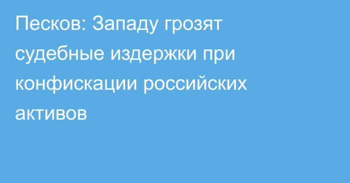 Песков: Западу грозят судебные издержки при конфискации российских активов