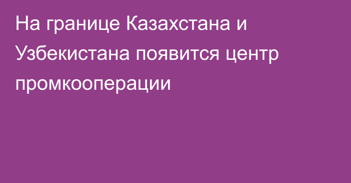 На границе Казахстана и Узбекистана появится центр промкооперации