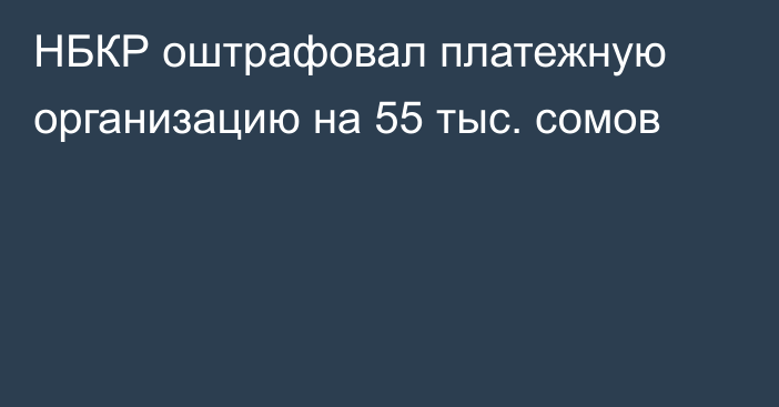 НБКР оштрафовал платежную организацию на 55 тыс. сомов