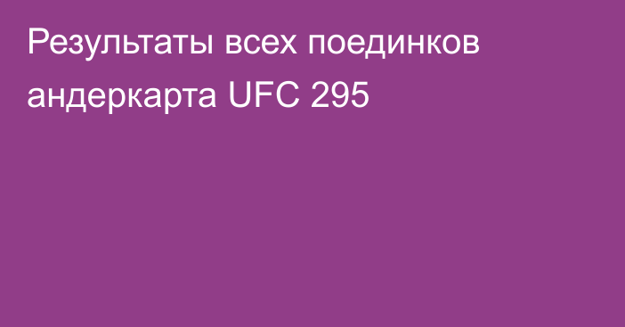 Результаты всех поединков андеркарта UFC 295