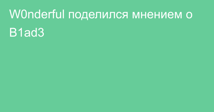 W0nderful поделился мнением о B1ad3