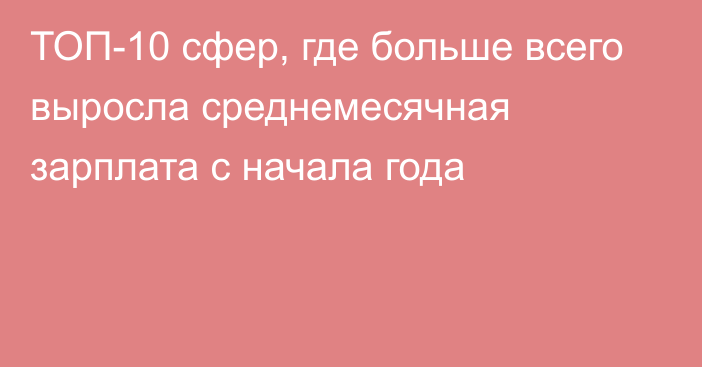 ТОП-10 сфер, где больше всего выросла среднемесячная зарплата с начала года