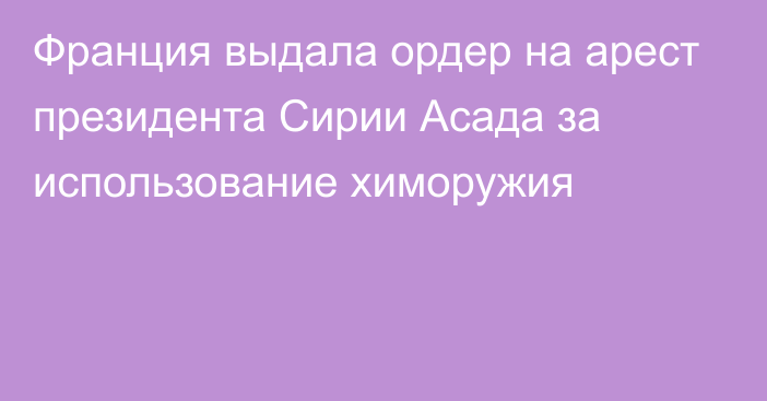 Франция выдала ордер на арест президента Сирии Асада за использование химоружия