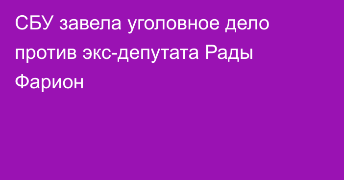 СБУ завела уголовное дело против экс-депутата Рады Фарион