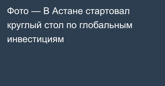 Фото — В Астане стартовал круглый стол по глобальным инвестициям