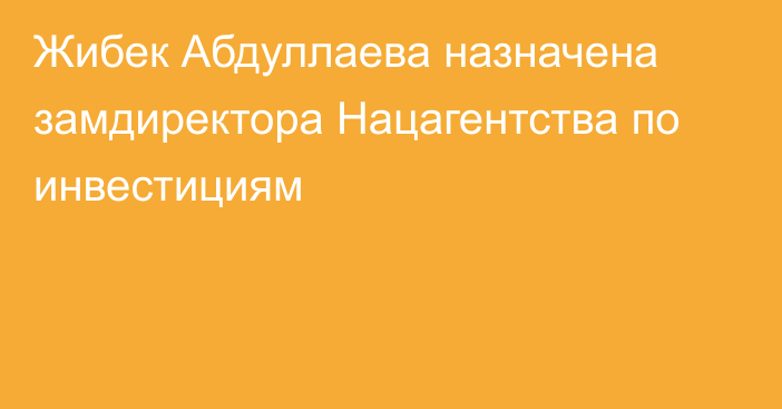 Жибек Абдуллаева назначена замдиректора Нацагентства по инвестициям