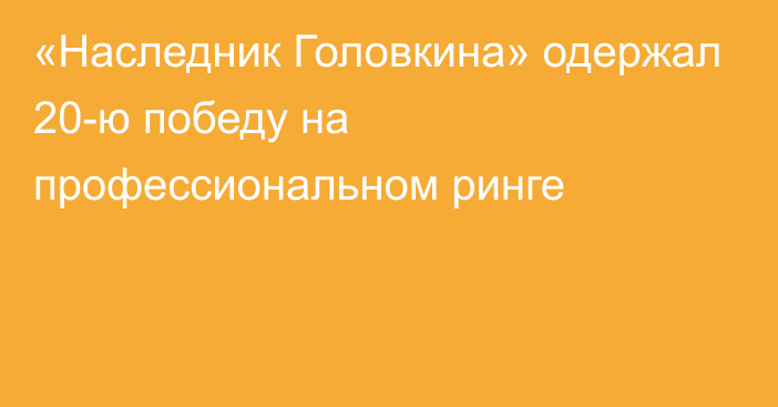 «Наследник Головкина» одержал 20-ю победу на профессиональном ринге