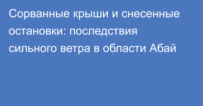 Сорванные крыши и снесенные остановки: последствия сильного ветра в области Абай