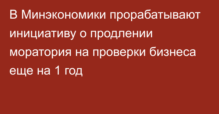 В Минэкономики прорабатывают инициативу о продлении моратория на проверки бизнеса еще на 1 год