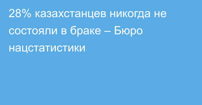 28% казахстанцев никогда не состояли в браке – Бюро нацстатистики