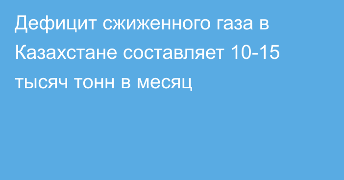 Дефицит сжиженного газа в Казахстане составляет 10-15 тысяч  тонн в месяц