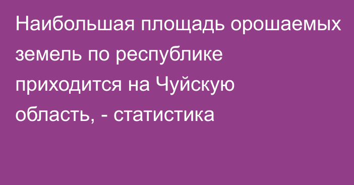 Наибольшая площадь орошаемых земель по республике приходится на Чуйскую область, - статистика