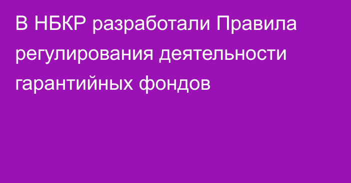 В НБКР разработали Правила регулирования деятельности гарантийных фондов