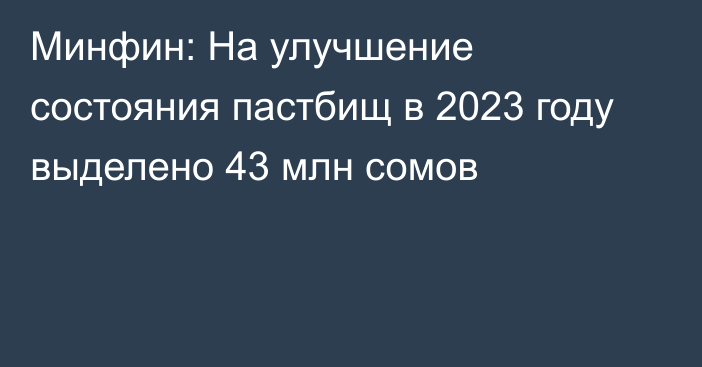 Минфин: На улучшение состояния пастбищ в 2023 году выделено 43 млн сомов