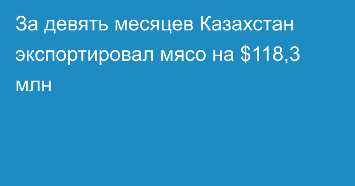 За девять месяцев Казахстан экспортировал мясо на $118,3 млн