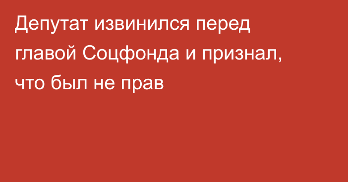 Депутат извинился перед главой Соцфонда и признал, что был не прав