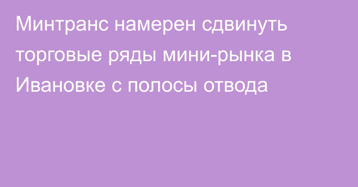 Минтранс намерен сдвинуть торговые ряды мини-рынка в Ивановке с полосы отвода