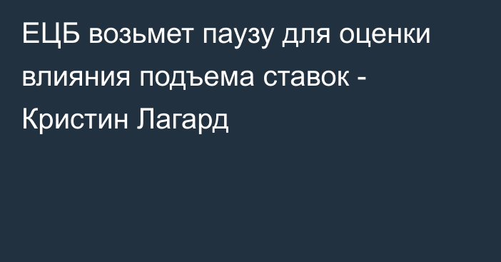 ЕЦБ возьмет паузу для оценки влияния подъема ставок - Кристин Лагард