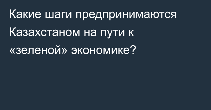 Какие шаги предпринимаются Казахстаном на пути к «зеленой» экономике?