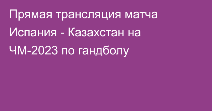 Прямая трансляция матча Испания - Казахстан на ЧМ-2023 по гандболу