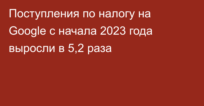 Поступления по налогу на Google с начала 2023 года выросли в 5,2 раза