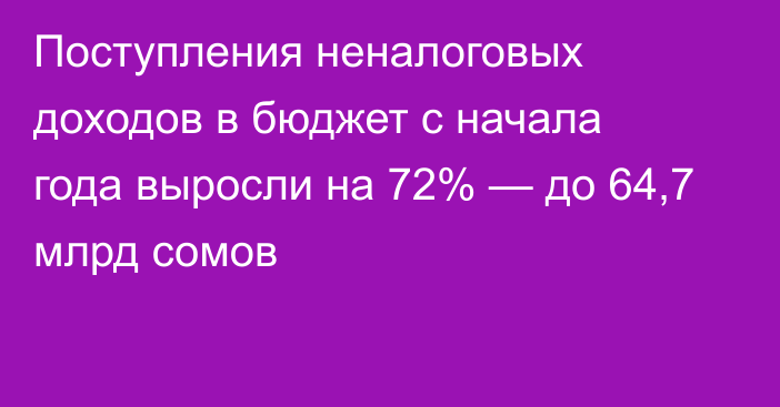 Поступления неналоговых доходов в бюджет с начала года выросли на 72% — до 64,7 млрд сомов