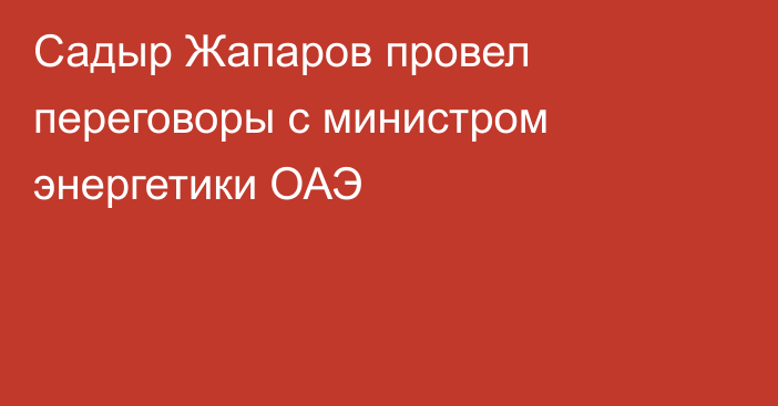 Садыр Жапаров провел переговоры с министром энергетики ОАЭ