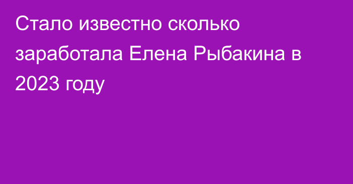 Стало известно сколько заработала Елена Рыбакина в 2023 году