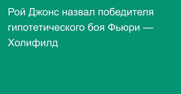 Рой Джонс назвал победителя гипотетического боя Фьюри — Холифилд