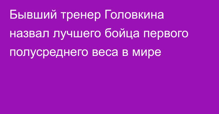 Бывший тренер Головкина назвал лучшего бойца первого полусреднего веса в мире