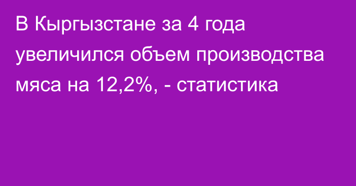 В Кыргызстане за 4 года увеличился объем производства мяса на 12,2%, - статистика