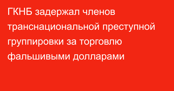 ГКНБ задержал членов транснациональной преступной группировки за торговлю фальшивыми долларами