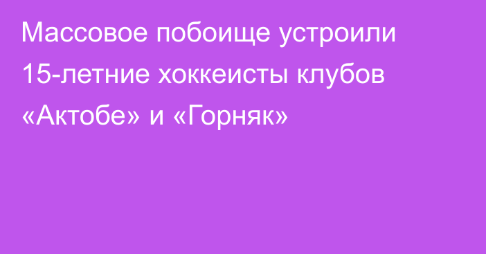 Массовое побоище устроили 15-летние хоккеисты клубов «Актобе» и «Горняк»