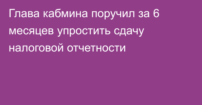 Глава кабмина поручил за 6 месяцев упростить сдачу налоговой отчетности